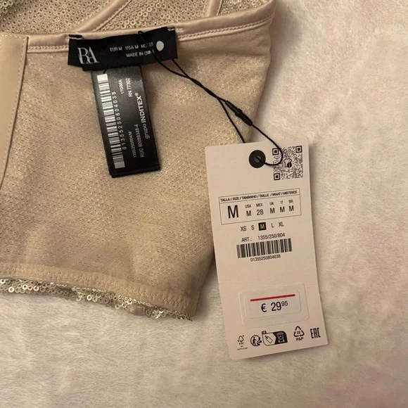 Zara Cream Strapless Crop Top - Picture 6 of 9
